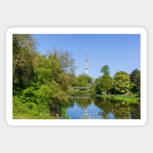 Park, Planten un Blomen, Hamburg, Germany., Parkteich, Telemichel, TV tower, telecommunications tower Sticker
